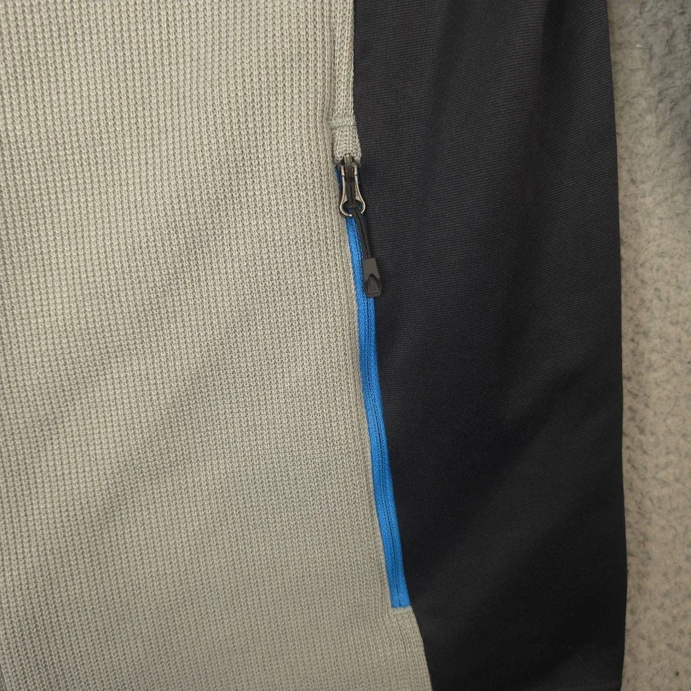 Spyder Jacket Mens Large Full‎ Zip Fleece Gray Black Blue Waffle Knit